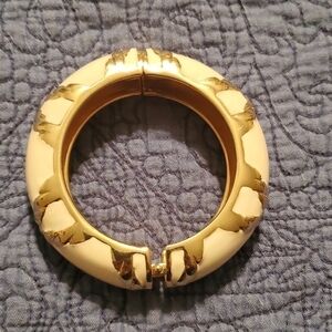 Gold And Cream Hinged Bracelet